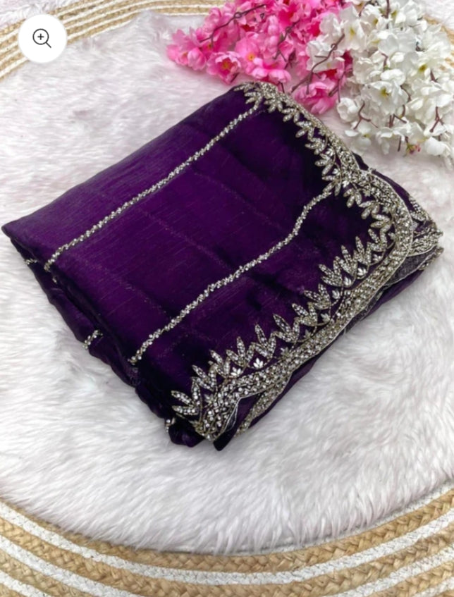 Premium quality Jimmy Choo sarees For Zarkha Diamond Work