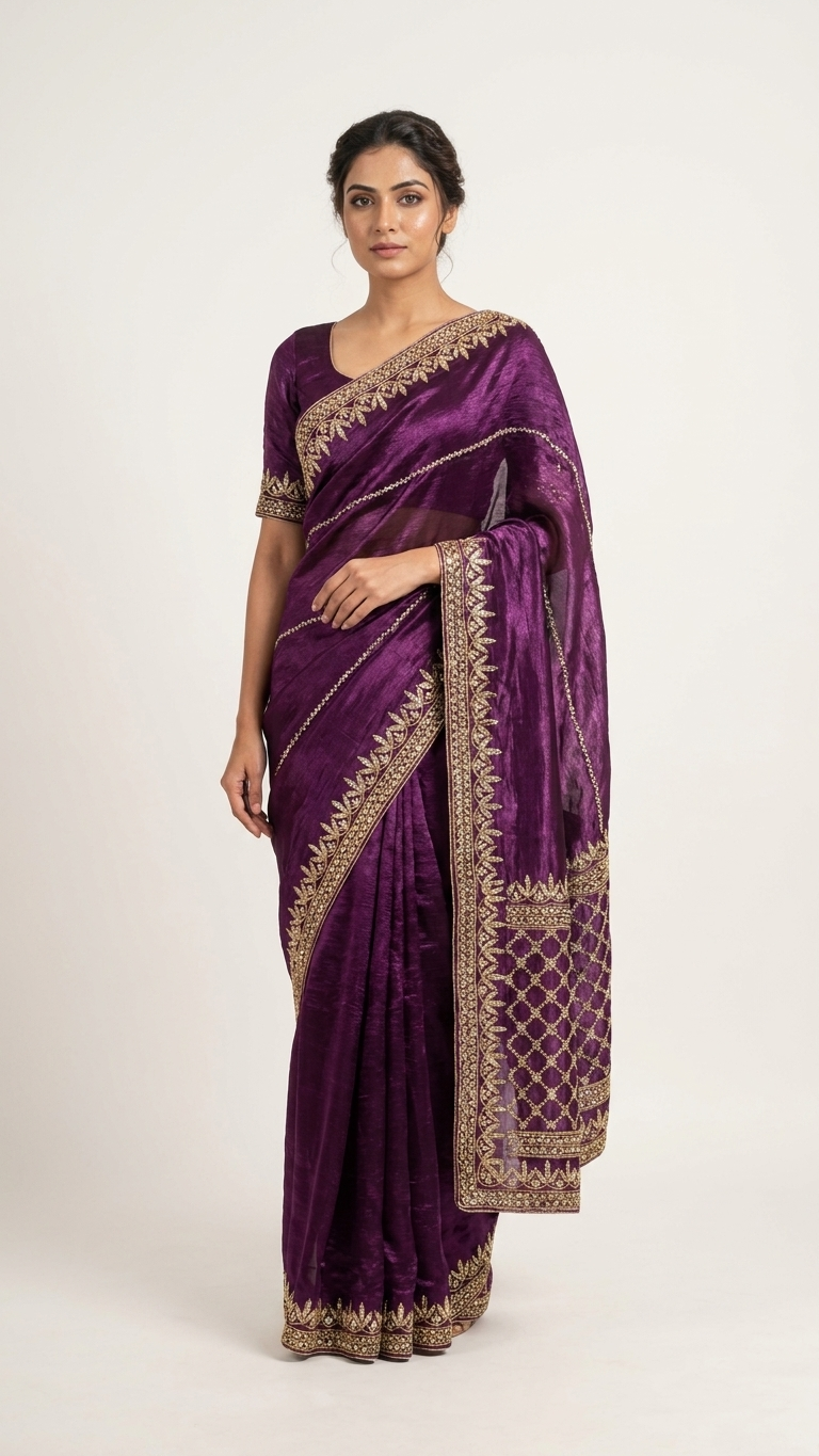Zarkhan Diamond Work Fashionable Saree