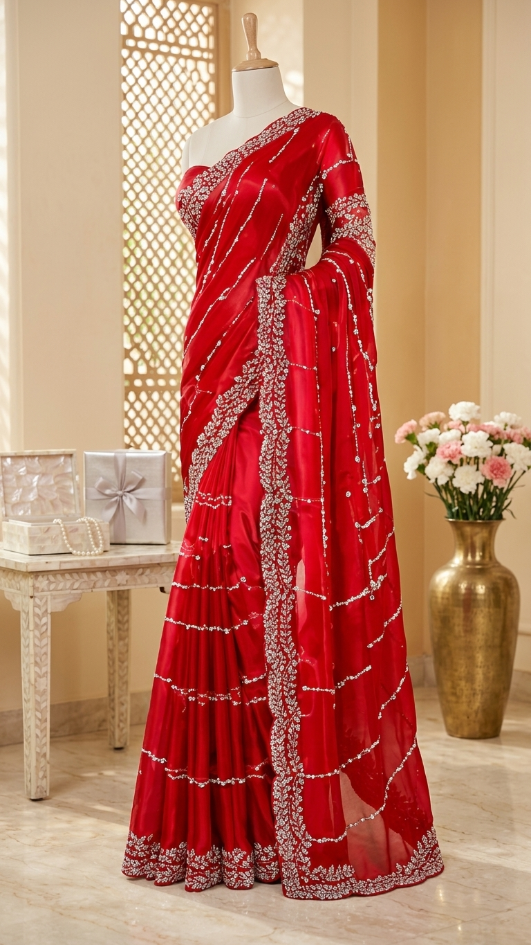 Latest zarkan work sarees for weddings and festivals