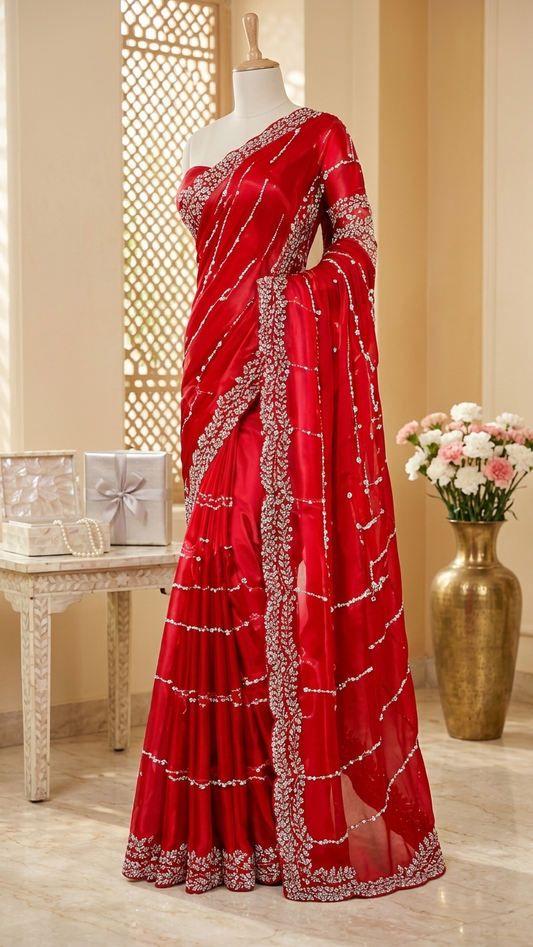 Latest zarkan work sarees for weddings and festivals