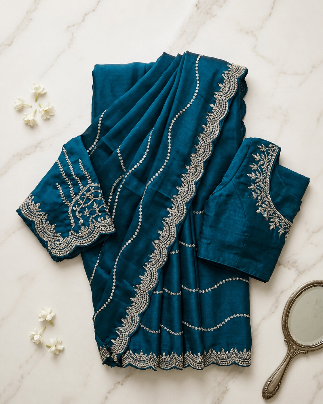 Beautiful Fancy Zarkhan Diamond Work Saree