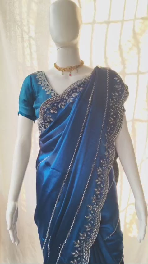 Trendy diamond embellished sarees for festivals