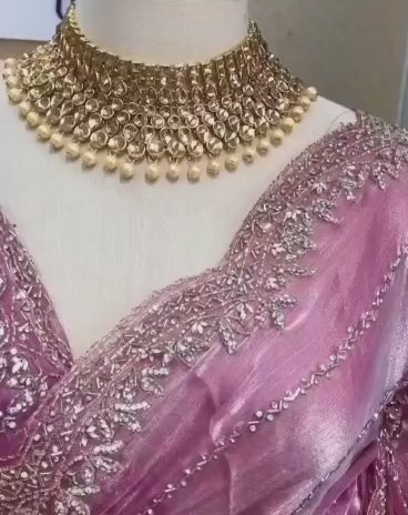 New Latest Light Pink Colour Of jimmy Chu fabric designer Saree