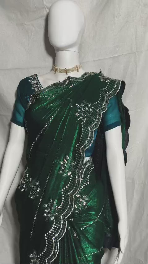 Heavy festive Traditional Zarkan saree