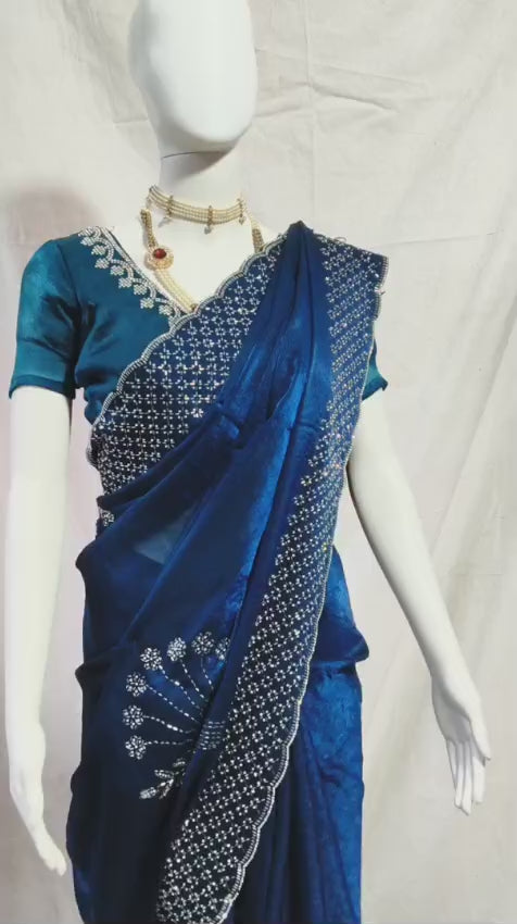 Indian festive sarees with handmade diamond work